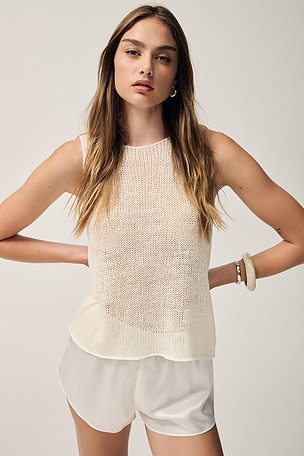 Linen Open Knit Tank Top Enza Costa