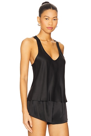 Enza Costa Silk Satin Tank Top in Black