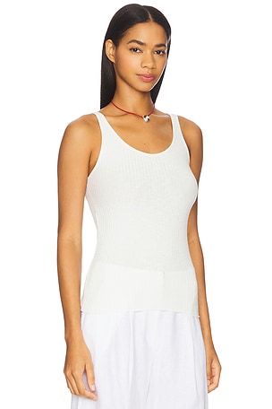 Enza Costa Military Rib Slim Tank Top in Ivory. Size XL. Also