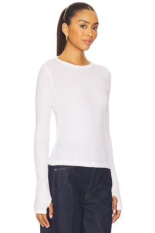 Enza Costa Cashmere New Classic Long Sleeve Crew Top in White