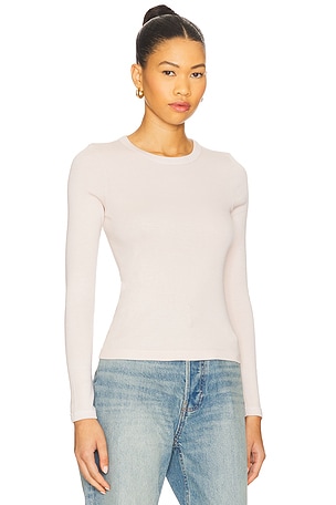 Enza Costa Supima Cotton New Classic Long Sleeve Tee in Beige