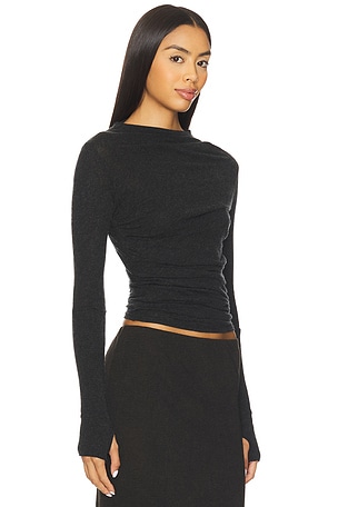 Enza Costa Twist Top in Charcoal
