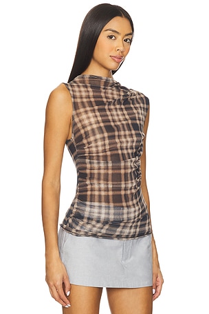 Enza Costa Mesh Sleeveless Twist Top in Grey