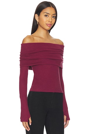 Enza Costa Off Shoulder Top in Burgundy