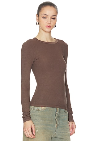 Enza Costa Silk Rib Essential Crew in Brown