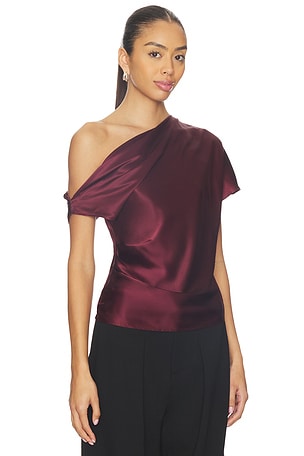 Enza Costa Silk Satin Drape Top in Burgundy. Size 1 / S. Also