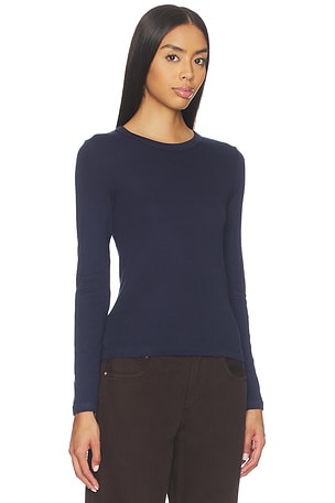 Enza Costa Supima Classic Long Sleeve Tee in Navy. Size XS. Also