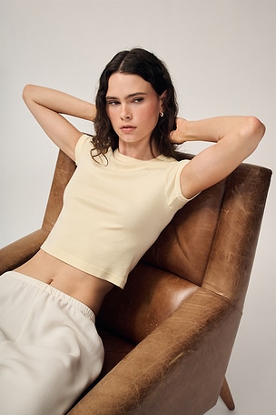 Supima Baby Rib Cropped Tee Enza Costa