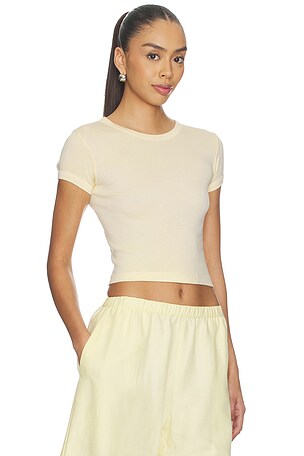 Enza Costa Supima Baby Rib Cropped Tee in Yellow