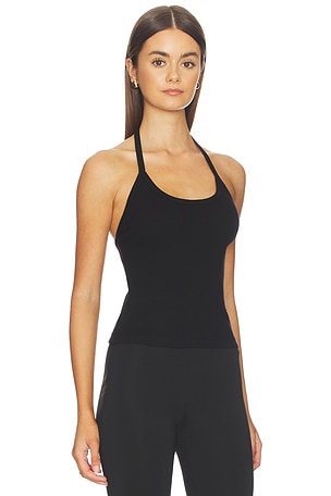 Enza Costa Cotton Rib Halter in Black
