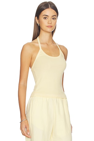 Enza Costa Cotton Rib Halter in Lemon