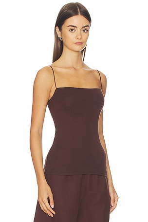 Enza Costa Supima Cotton Essential Strappy Tank in Chocolate
