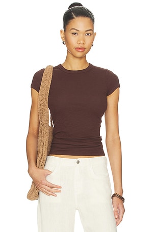 Textured Rib Cap Sleeve Crew Enza Costa
