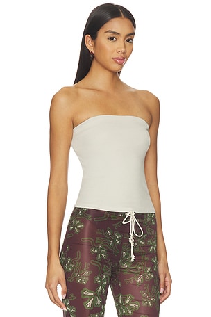Enza Costa TOP BANDEAU EN COTON CÔTELÉ en Ivoire