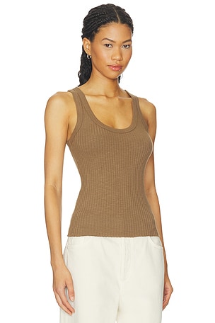 Enza Costa Military Rib Crop Tank in Brown