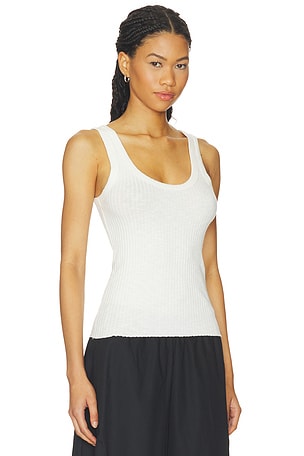 Enza Costa Military Rib Crop Tank in White