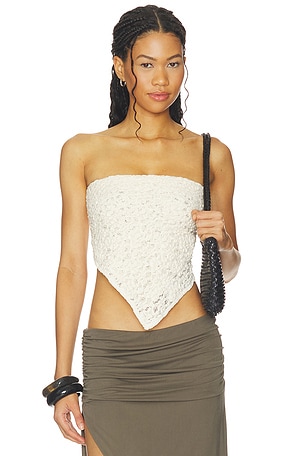 Puckered Lace Scarf Top Enza Costa