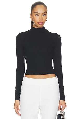 Fluid Silk Rib Mockneck Tee Enza Costa