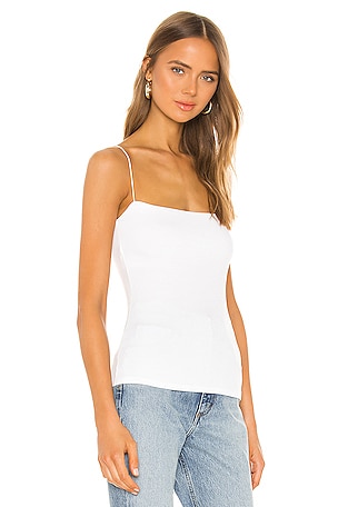 Enza Costa Silk Rib Essential Tank in White