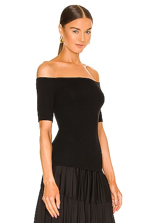 Enza Costa Half Sleeve Top in Black