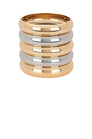 Epifene Bangles Set Of 5 in Metallic Gold,Metallic Silver