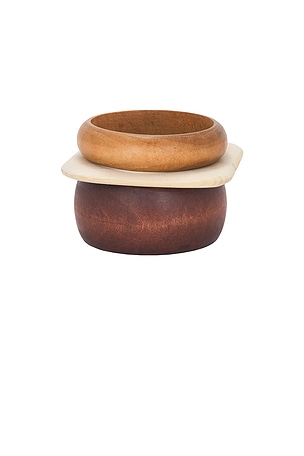 Multi Colored Wooden Bangles Set Of 3 Epifene