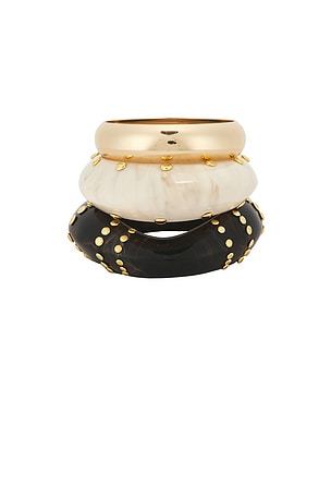 Epifene Studded Bangles Set Of 3 in Metallic Gold,Brown