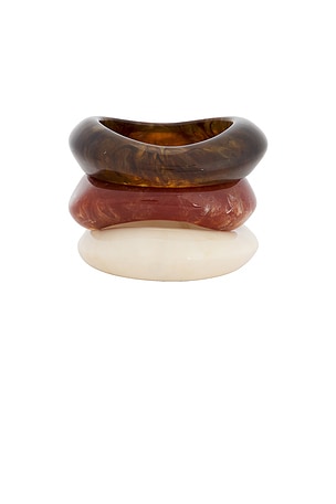 Epifene Bangles Set Of 3 in Brown,White