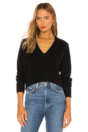 Equipment Madalene V Neck Sweater in True Black REVOLVE
