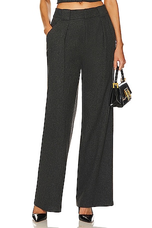 MONROW Wide Leg Seamed Pants in Almost Black