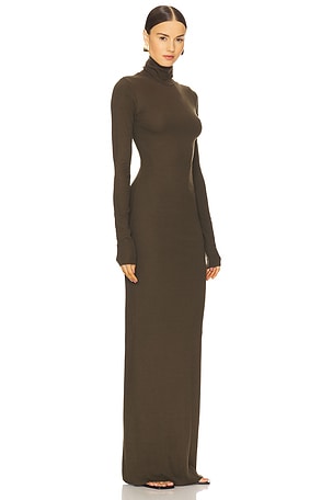 Eterne Long Sleeve Turtleneck Maxi Dress in Army