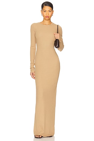 Long Sleeve Crewneck Butter Rib Maxi Dress Eterne
