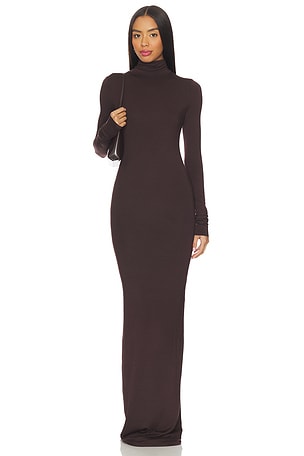 Long Sleeve Turtleneck Soft Jersey Maxi Dress Eterne
