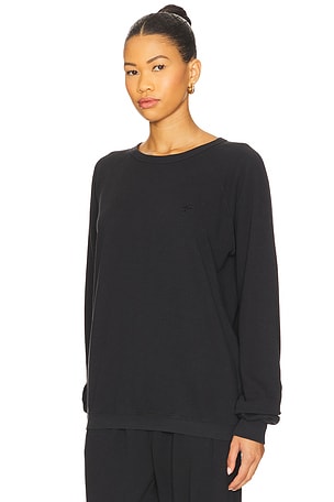 Eterne Oversized Lightweight French Terry Raglan Sweatshirt in Black