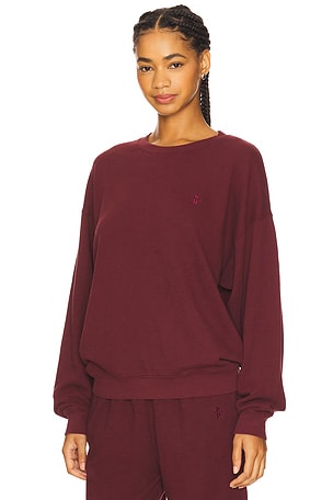 Eterne Oversized Lightweight French Terry Crewneck Sweatshirt in Wine