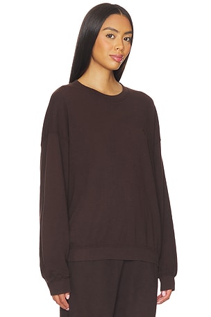 Eterne Oversized Lightweight French Terry Crewneck Sweatshirt in Brown