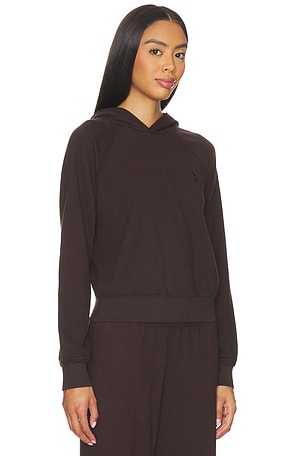 Eterne Shrunken Lightweight French Terry Hoodie Sweatshirt in Brown