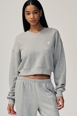 Cropped V-neck Sweatshirt