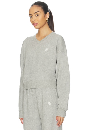Eterne Cropped V-neck Sweatshirt in Grey