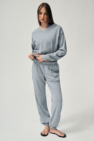 Lightweight French Terry Cropped V-neck Sweatshirt Eterne