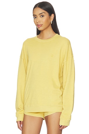 Eterne Lightweight French Terry Oversized Crewneck Sweatshirt in Mustard