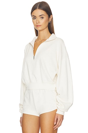 Eterne Cropped Half-zip Sweatshirt in Ivory