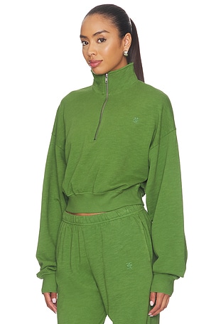 Eterne sudadera corta con medio cierre de cremallera en color verde