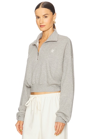 Eterne Cropped Half Zip Sweatshirt in Grey