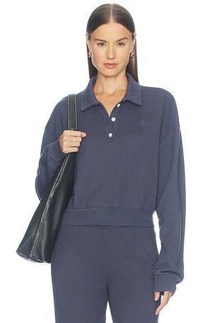 French Terry Cropped Polo Sweatshirt Eterne