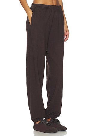 Eterne Boyfriend Lightweight French Terry Pocket Sweatpant in Brown