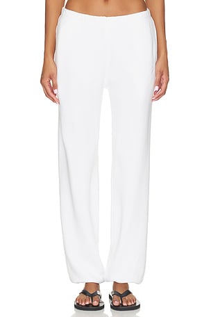 Eterne French Terry Boyfriend Pocket Sweatpant in White