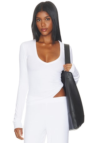 Butter Rib Long Sleeve V-neck Top Eterne