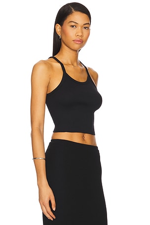 Eterne Cropped Rib Tank Top in Black