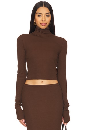 Cropped Fitted Turtleneck Top Eterne